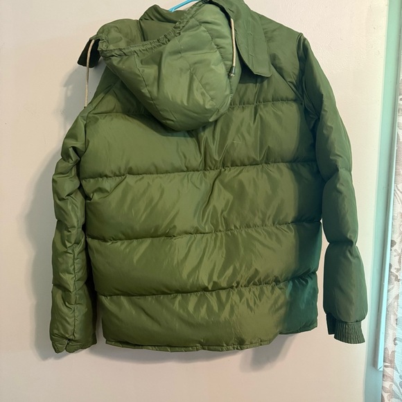 Vtg CAMEL Men's Goose Down Feathers Puffer Jacket Zip/Snap Pocket Size M hooded - Picture 4 of 14